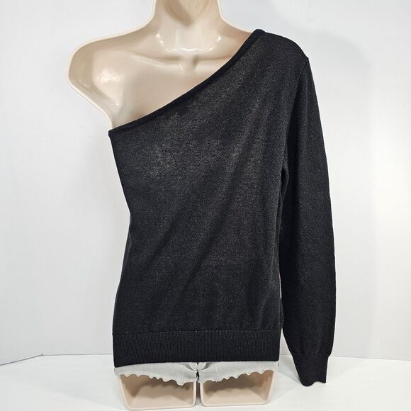 Michael Michael Kors Black Metallic One Shoulder Sweater Size S - Picture 3 of 7